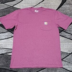 CARHARTT LOOSE FIT POCKET LOGO PATCH MAROON TEE-SHIRT
